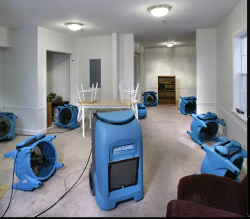 Air movers and dehumidifier setup for Water Damage Restoration in Lawrenceburg